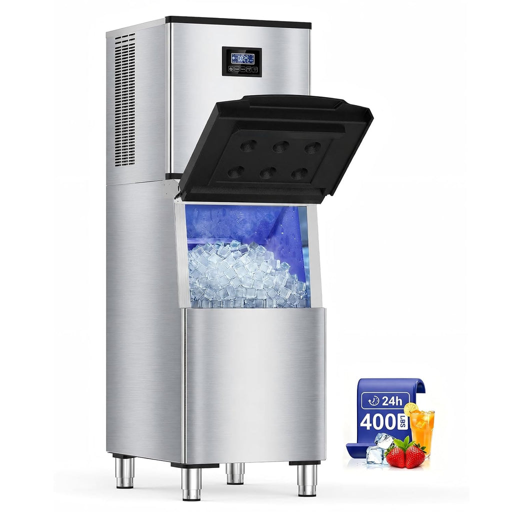 Commercial Ice Maker Machine, 400LBS/24H, 350LBS Storage