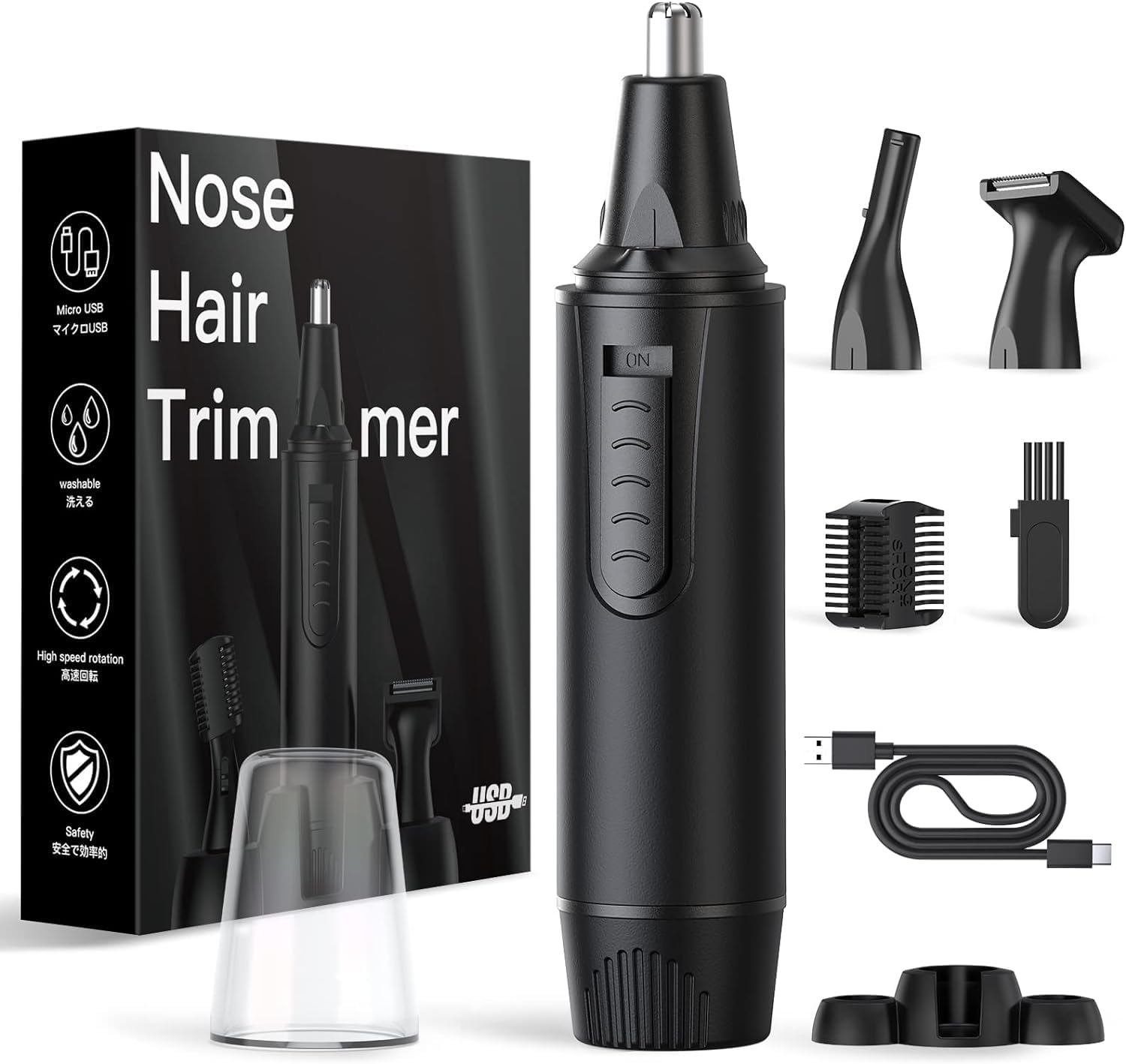 Nose Hair Trimmers for Men，Rechargeable Hair Trimmer 3 in 1 Painless Multifunctional Ear and Nose Hair Trimmer with
