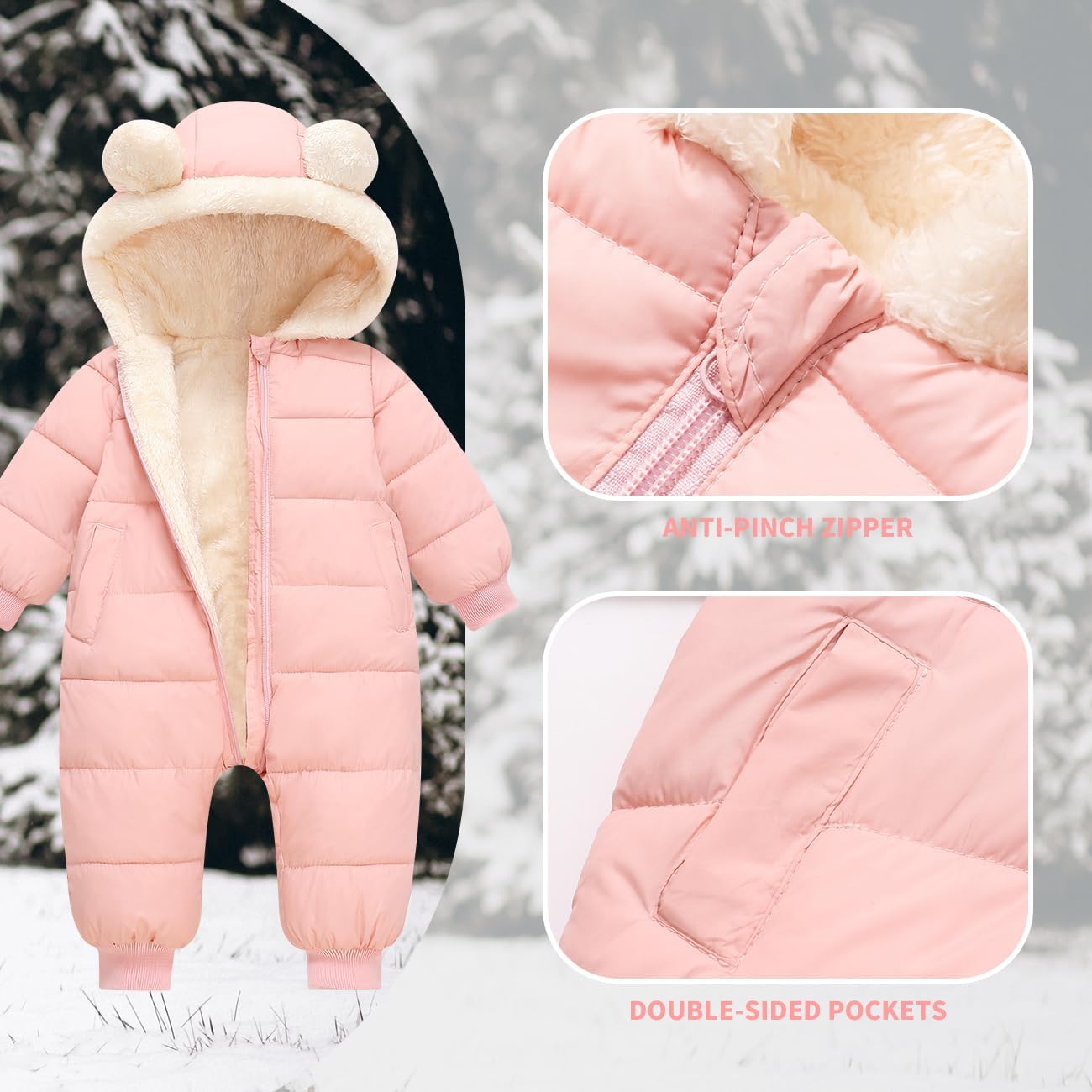 Toddler Snow Suit Baby Snowsuit Winter Coat Jacket Thick Clothes | 6-9-12-18-24 Months 2T 3T Infant Newborn Girl Boy