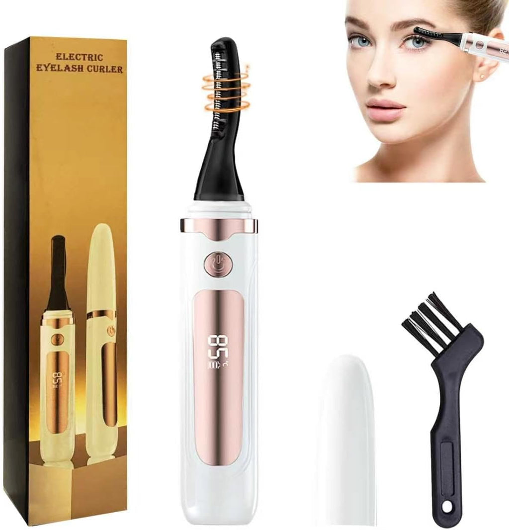 2026 Heated Eyelash Curler with LED Display, 3 Temperature Settings-White