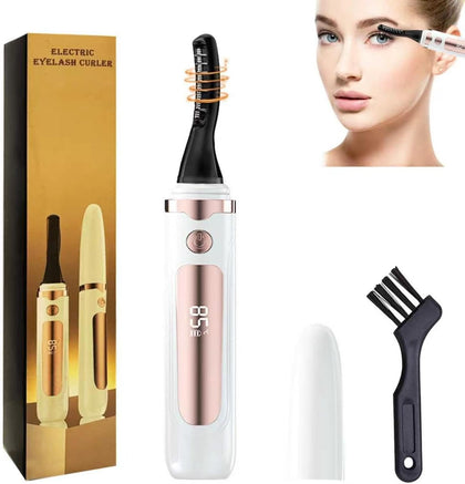 2026 Heated Eyelash Curler with LED Display, 3 Temperature Settings-White
