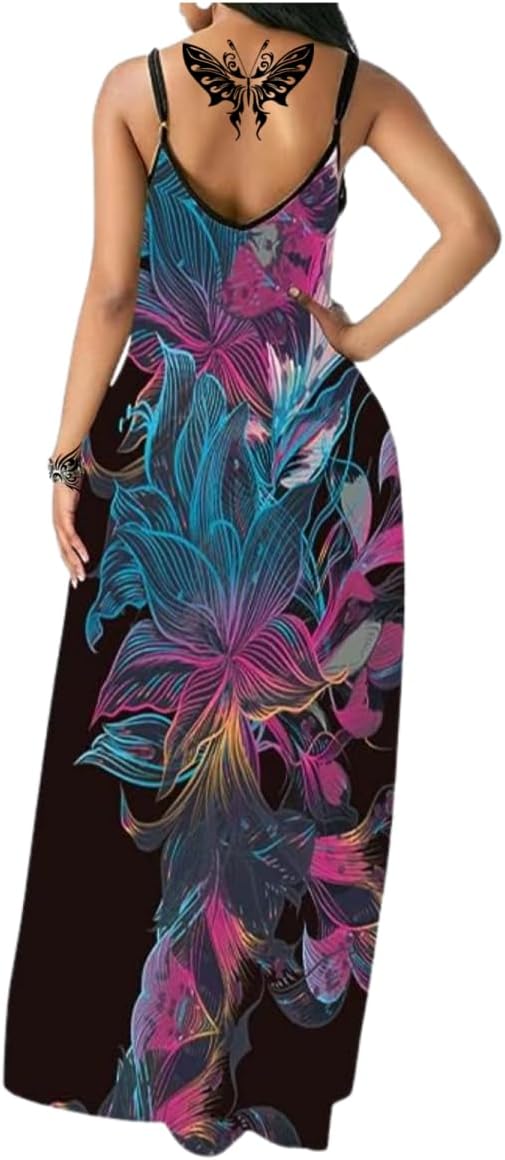 Women's Summer Maxi Long Dress Casual Boho Sleeveless Strap