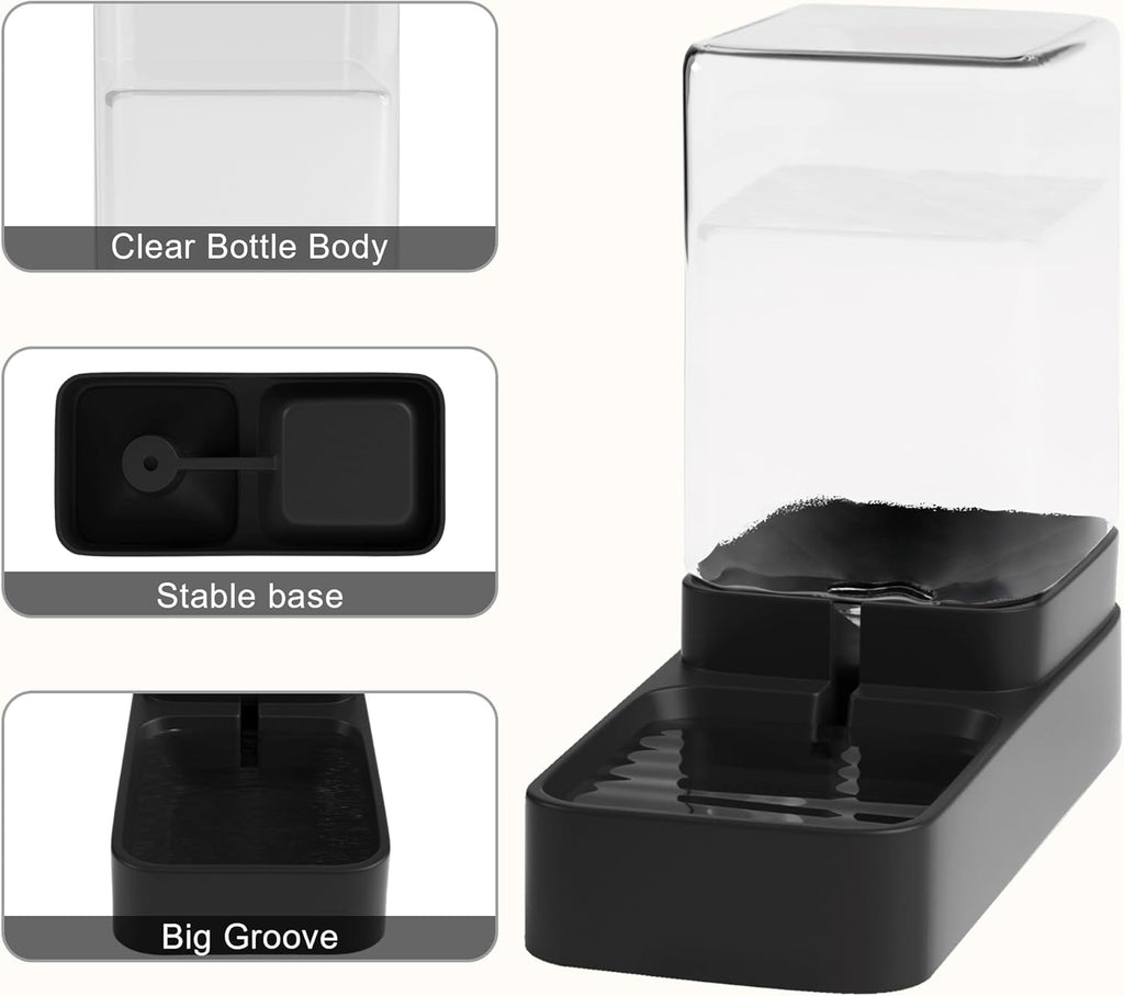 Automatic Cat Feeder and Water Dispenser in Set with Pet Food Bowl,Gravity Dog Waterer and Food Feeder for Small