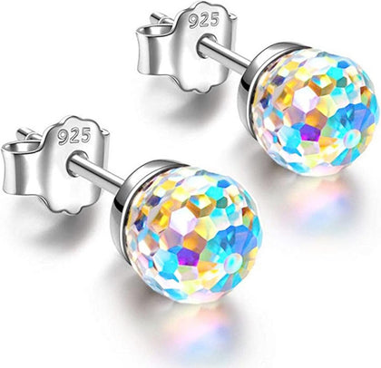 Crystal Earrings for Women 8MM Disco Ball Earrings Iridescent Earrings | austrian crystal earrings disco ball