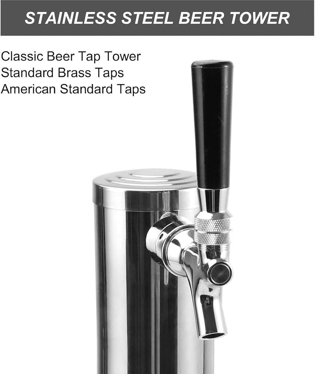 Single Beer Tap Draft Kegerator Tower, 3" Keg Tower for Countertop