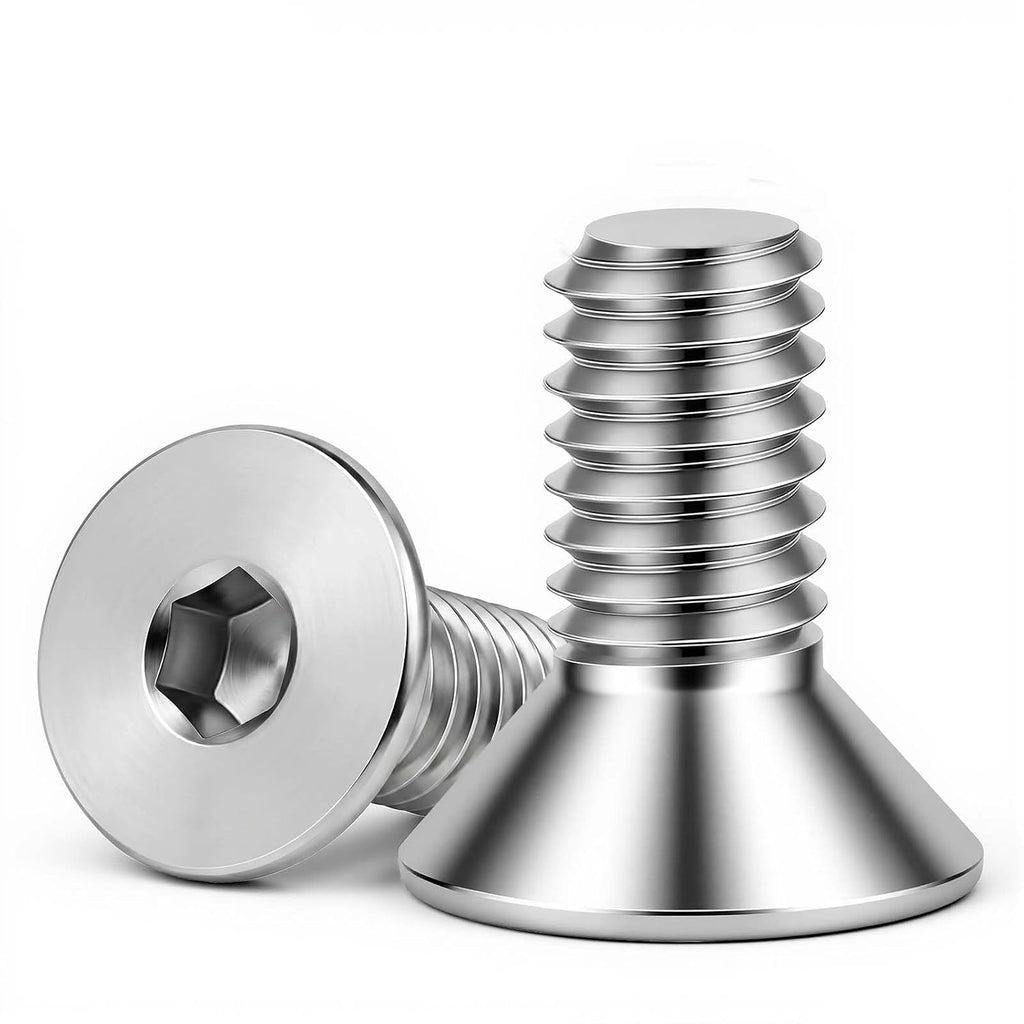 1/4-20 x 3/4" Flat Head Socket Cap Screws Countersunk Bolts, Allen Socket Drive, Stainless Steel 18-8 (304), Full Thread, Bright Finish, 20 PCS