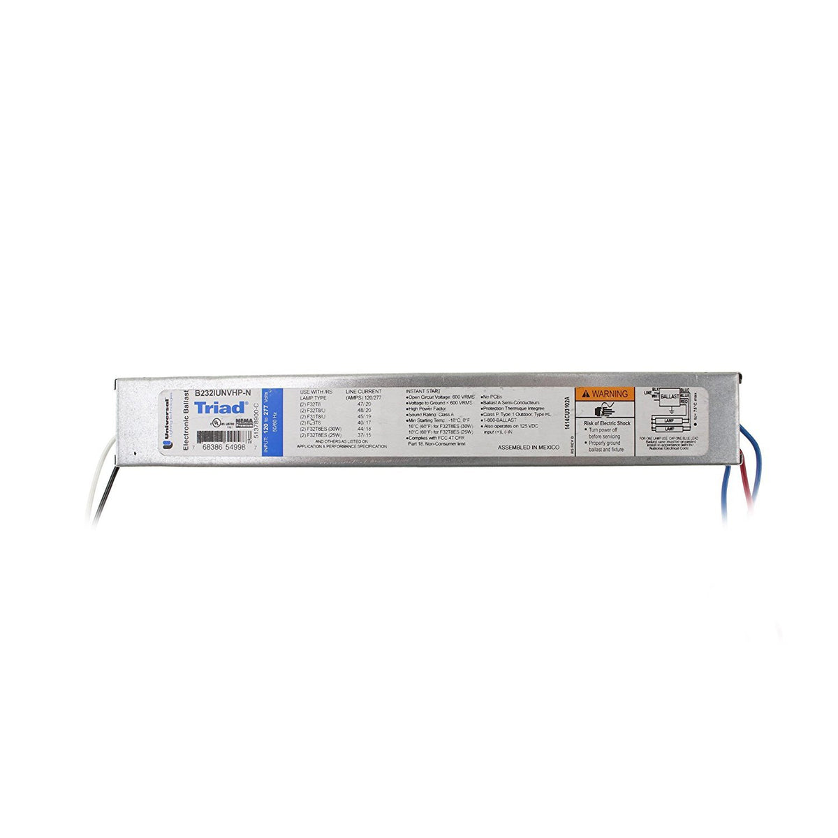 Universal B232IUNVHP-N Triad High Performance 32W T8 Ballast
