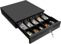 Black Cash Register Drawer 16" Black 5 Bill 5 Coin RJ11 RJ12 | Wide drawer with removable coin tray and 2 key-lock
