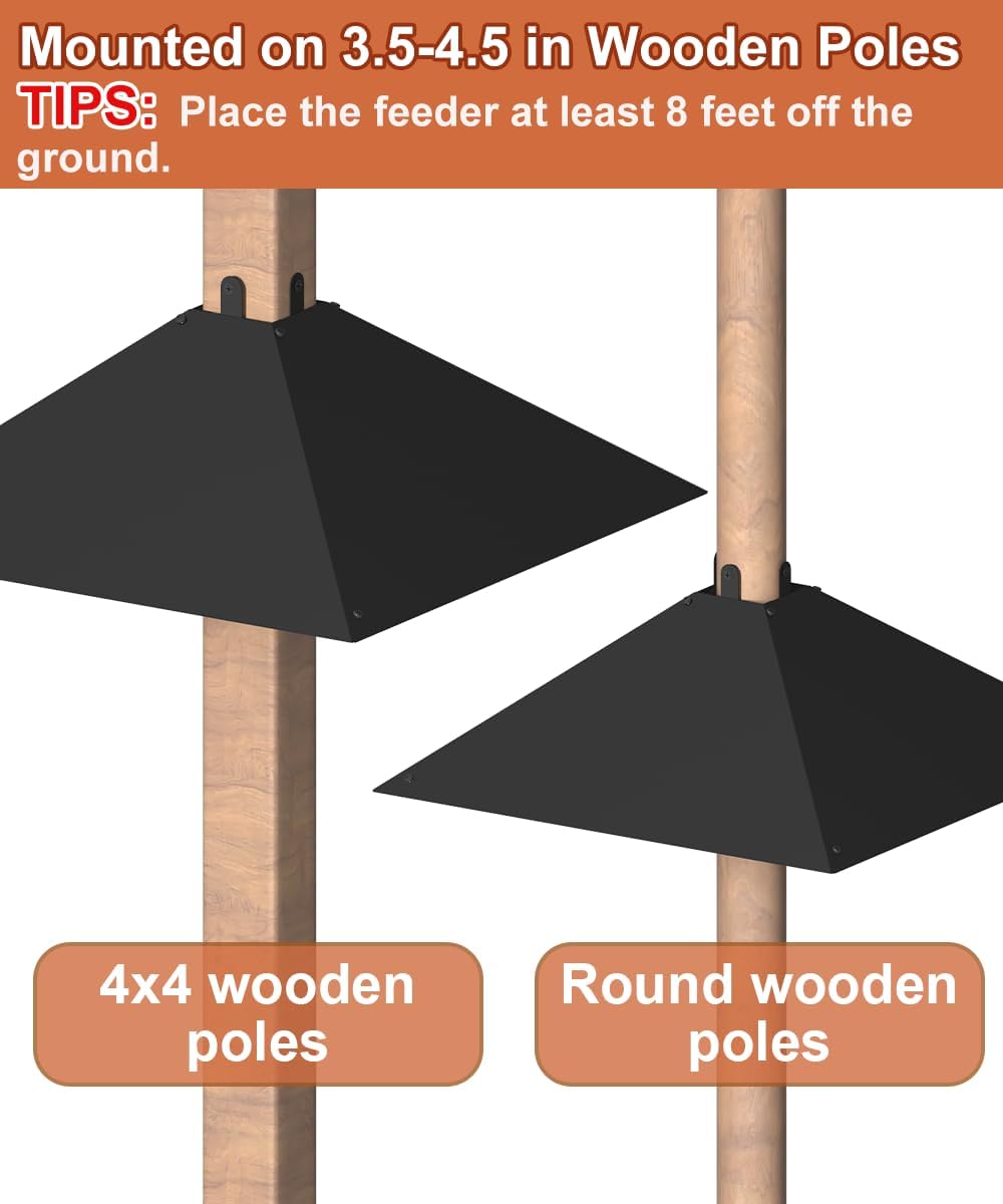Metal Squirrel Baffle for 4x4 Post, Outside Wooden Pole Mount Squirrel Guards for Bird Feeders, 17 Inch Squirrels