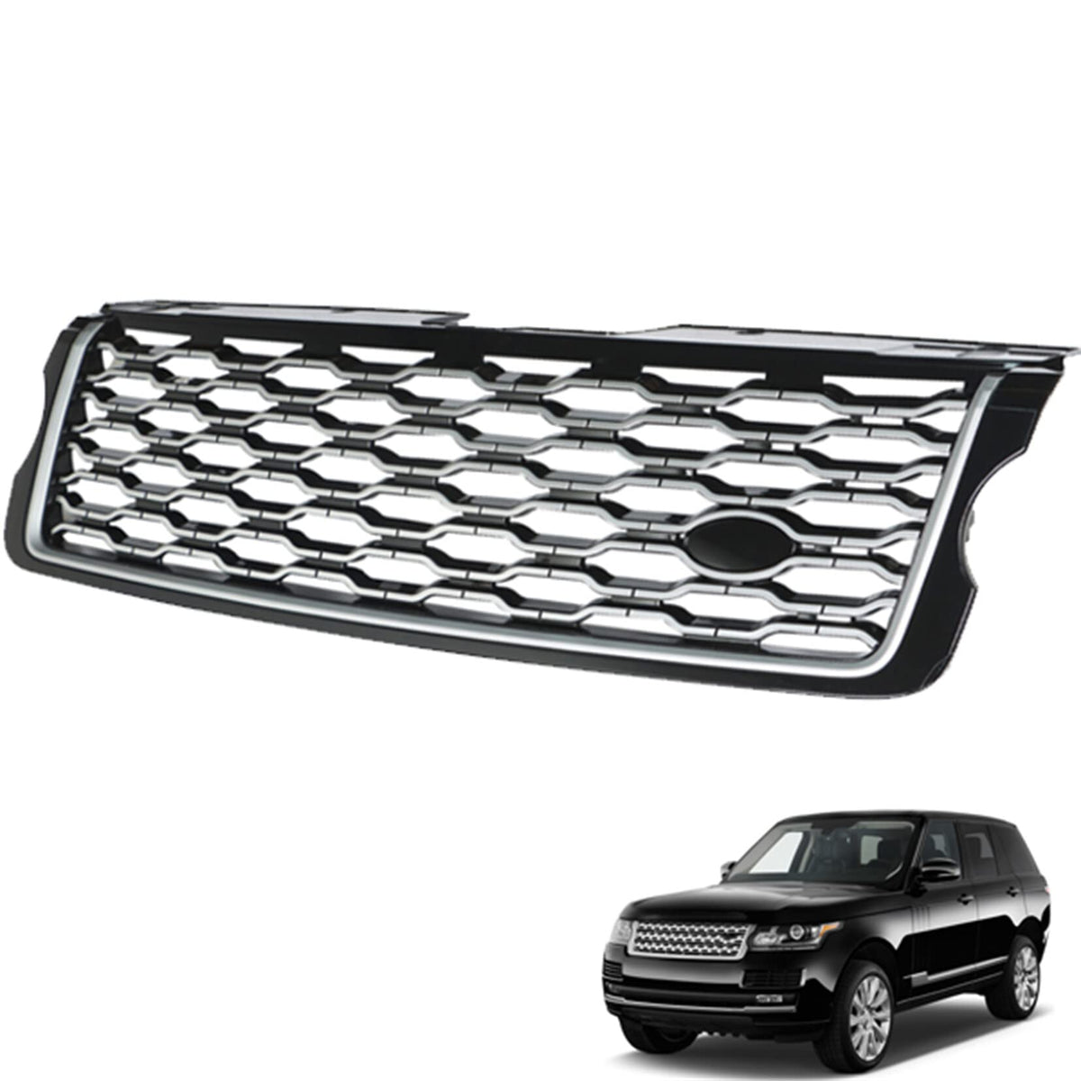 SEBLAFF Front Bumper Upper Grille Black Chrome Replacement for Vogue