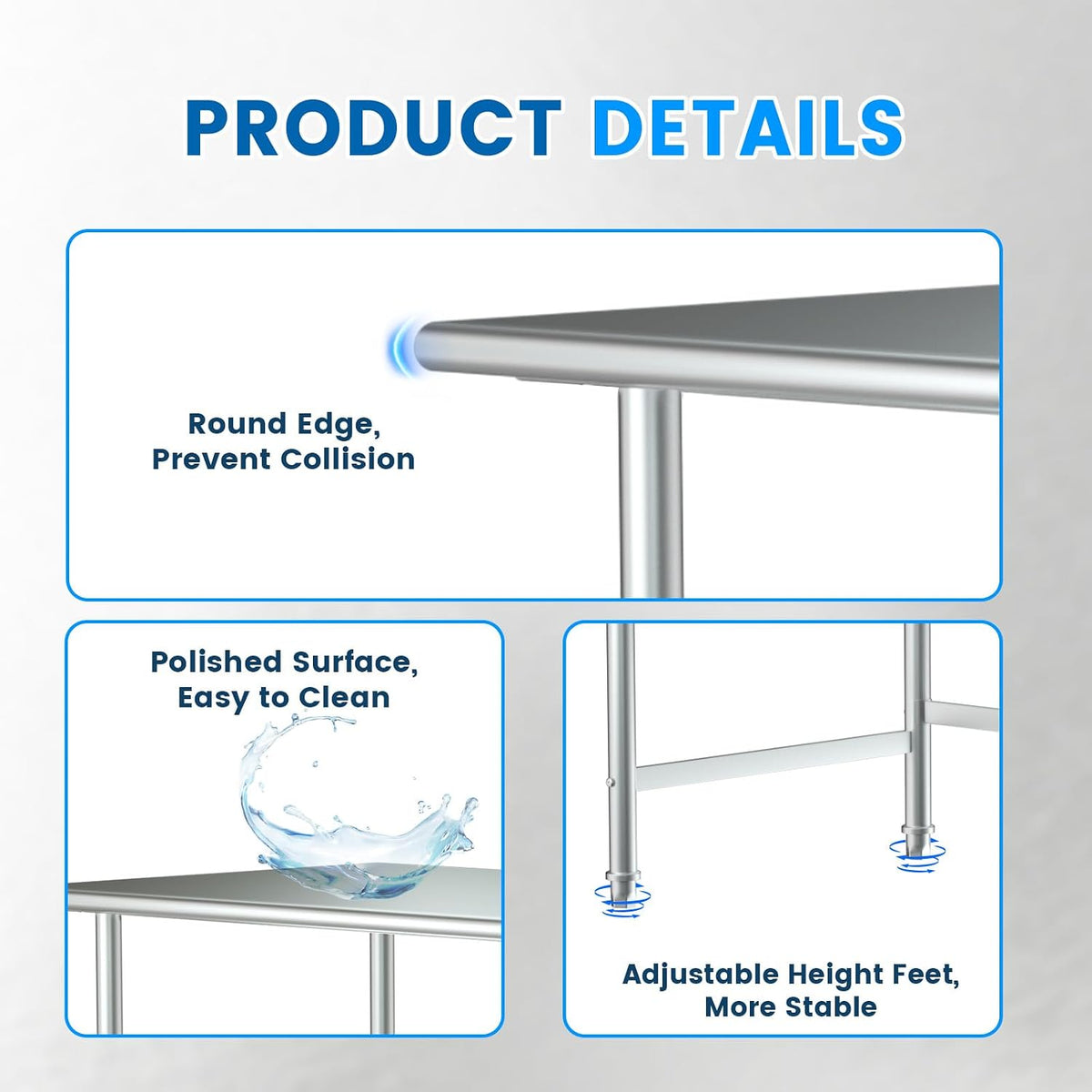 Open Base Stainless Steel Table 30"x60" Commercial Prep Work Table