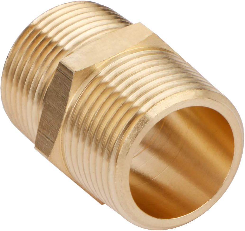 U.S. Solid Brass Pipe Fitting, Hex Nipple, 3/4" x 3/4" NPT Male Pipe Adapter