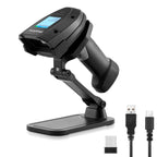 Barcode Scanner Wireless, 1D Laser Bar Code Scanners with Stand 2.4G Wireless & USB Wired Connection Plug and Play 2