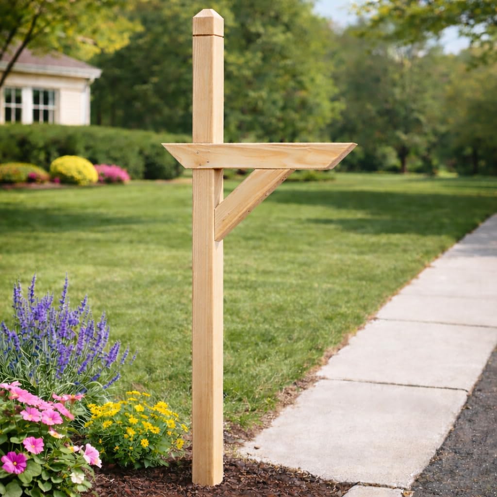 Wooden or Vinyl Mailbox Post – Weather-Resistant Outdoor Mailbox Stand with Shelf – Made in Lancaster, PA – Easy