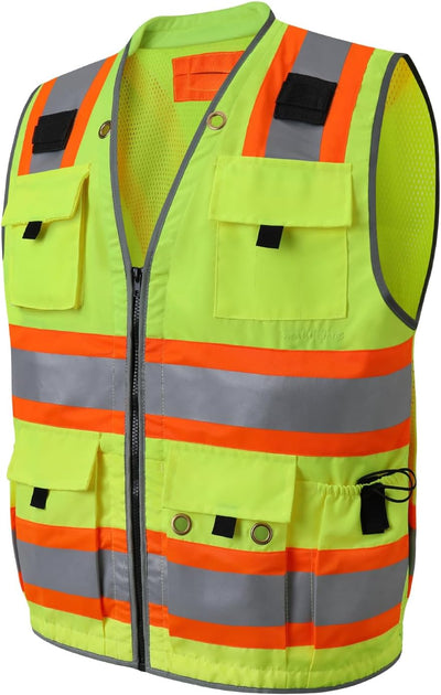 Safety Vest, Construction Surveyor Vest for Men Women, Hi Vis | Class 2 High Visibility Vests with Pockets, ANSI/ISEA