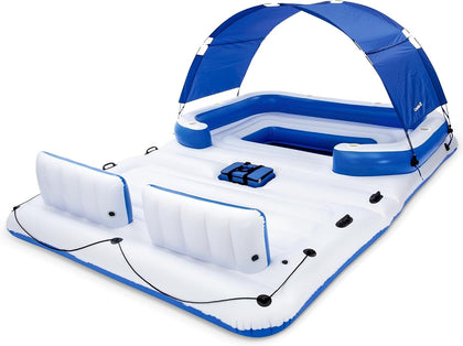 CoolerZ Tropical Breeze Party Island, Large 6 Person Adult Inflatable Lounger Lake Float