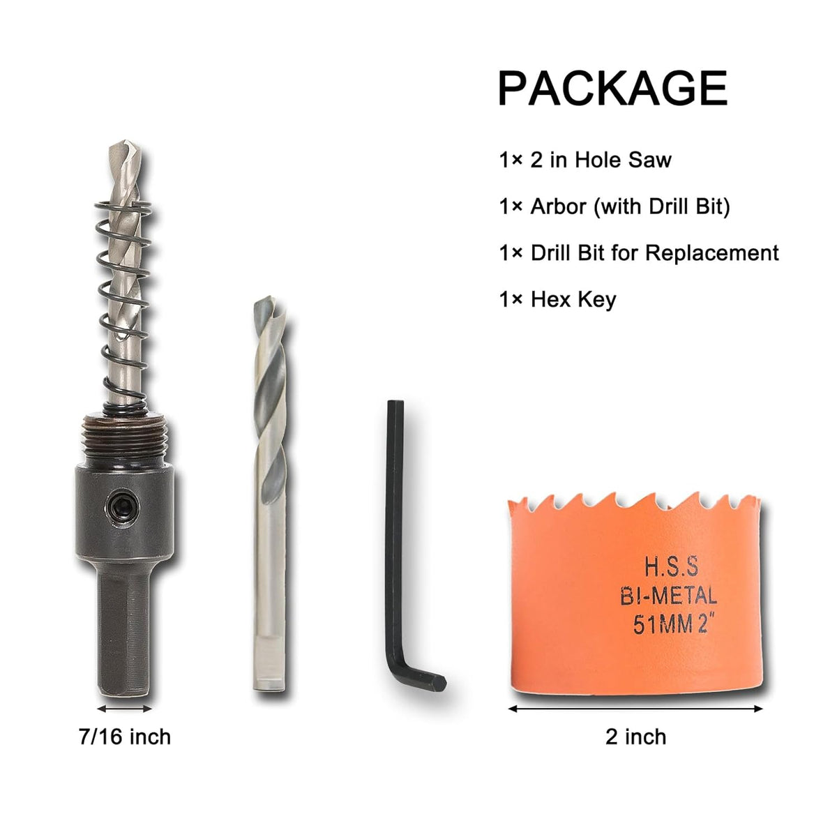2 inch Hole Saw for Wood, Metal, Plastic & Drywall, with Arbor