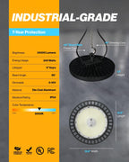 Sunco 6 Pack UFO LED High Bay Light, 240W, 5000K, 34800LM, Dimmable