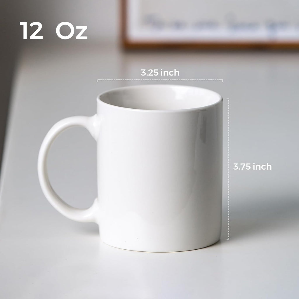 White Coffee Mugs Set of 4, 12 oz Ceramic Coffee Cups