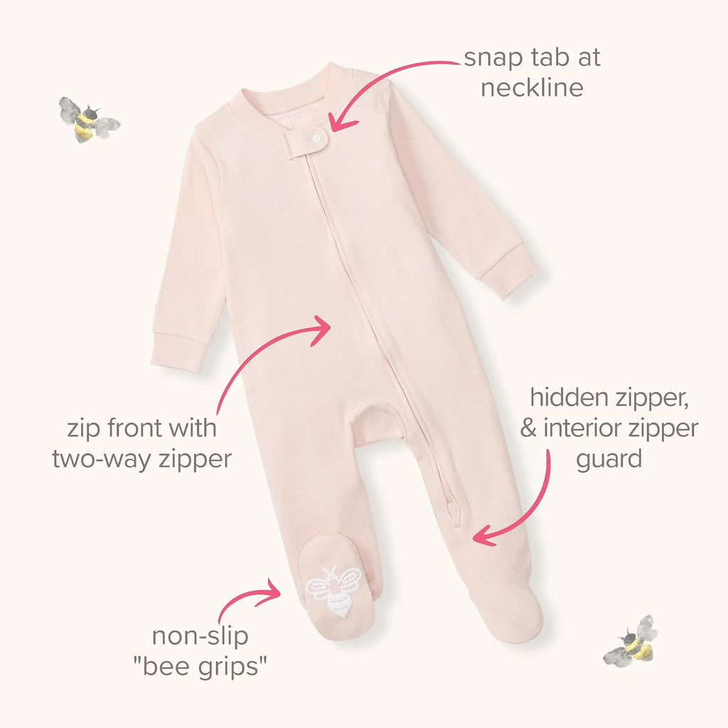 Girls' Organic Cotton, Sleep and Play Footed Pajamas