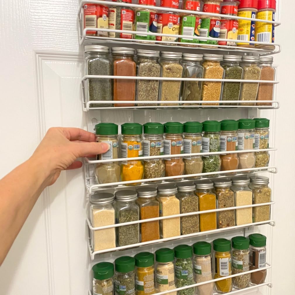 Over the Door Pantry Spice Rack Organizer -6 Tier -Holds up to 54 Spices- Adjustable Metal Baskets for Kitchen