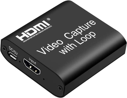Video Capture Card 4K HDMI Device with Loop Out, Full HD 1080P Game Capture Video Recorder for Live Streaming
