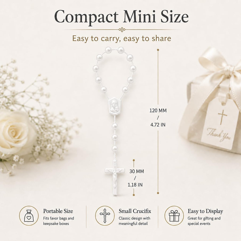 24 Pcs Mini Rosary Favors, Baptism Rosaries with Angel