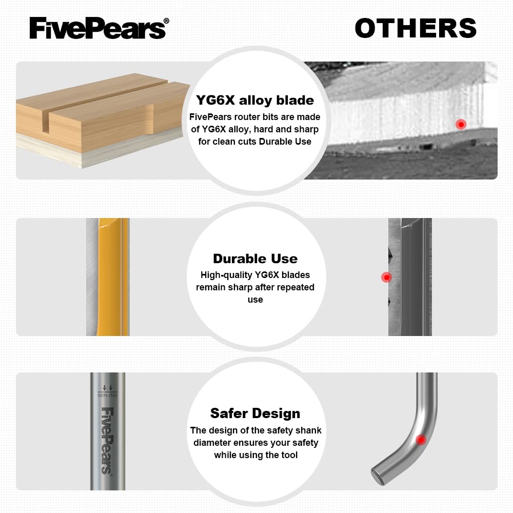 Pattern Flush Trim Router Bit 1/4 Inch Shank, 1/2 Inch Cutting Diameter, 1/2 Inch Cutting Length, Top Bearing Flush