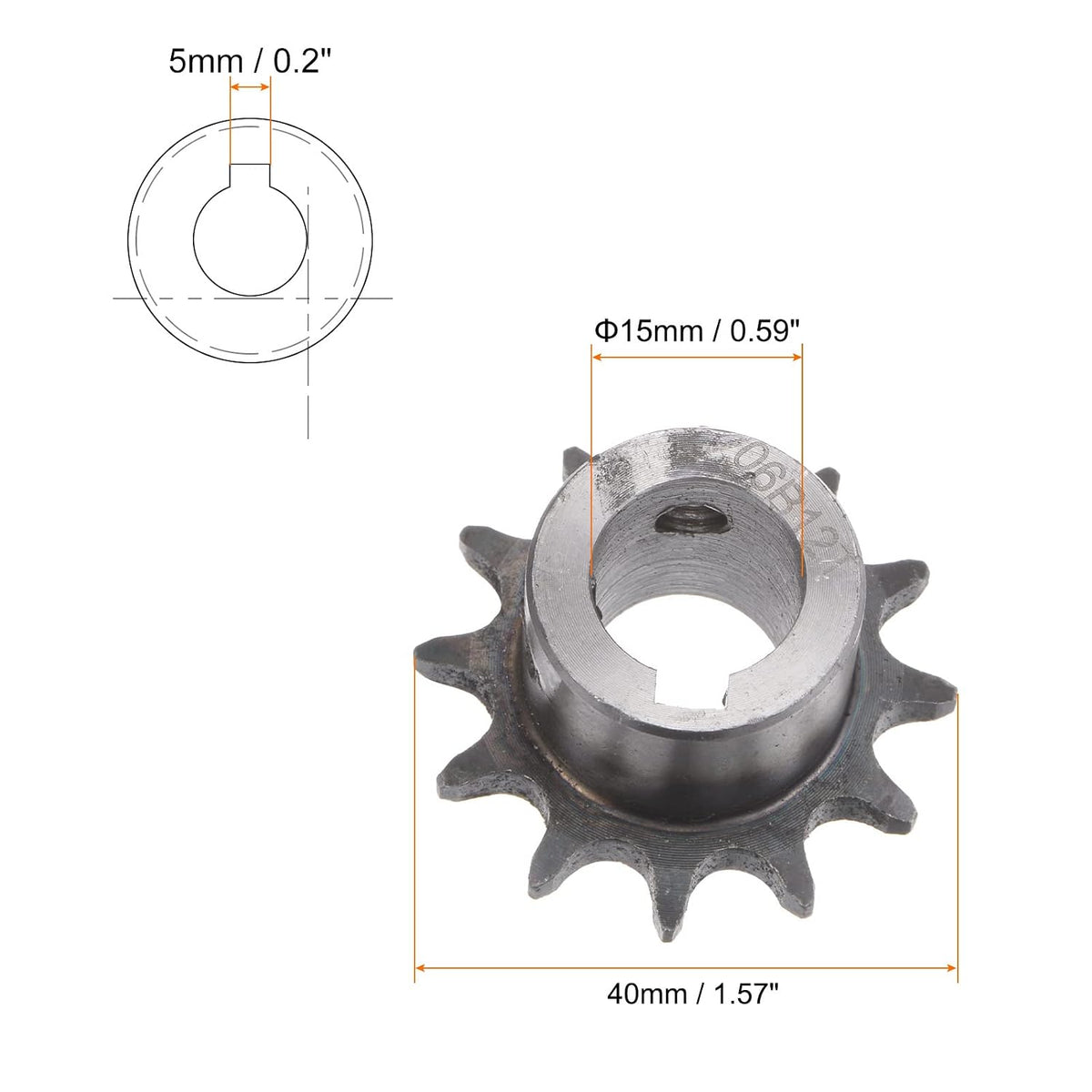 HARFINGTON DIN/ISO 06B Roller Chain Sprocket 12T Pitch 3/8" 15mm Bore