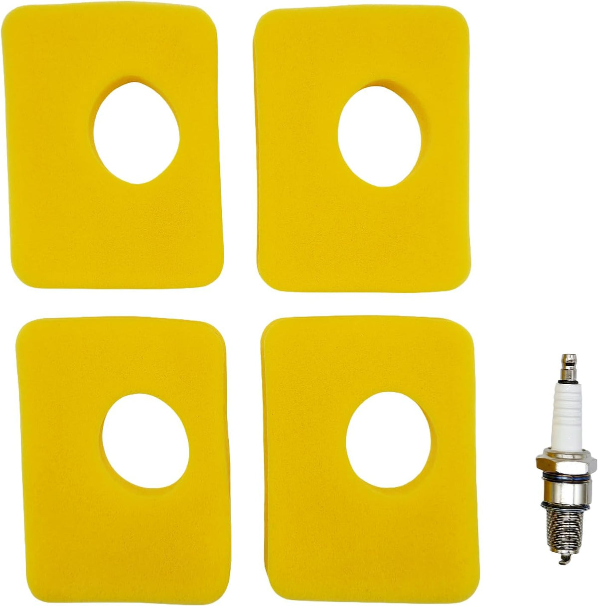 799579 Lawn Mower Air Filter Compatible with B.S 4248, 5434, 799579 Air Cleaner Foam Filter Fits 09P602 09P702 550e-550ex Series 09P000, 08P000 Engine (4Pcs Filter+1Pcs Spark Plug)