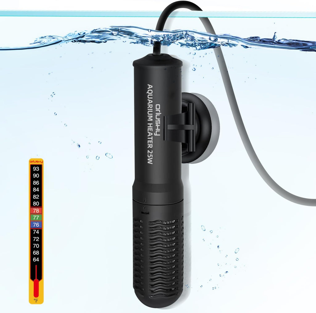 25W Small Submersible Aquarium Heater, Constant Temperature Betta Fish Tank Heater of 78℉for 1-6 Gallons Freshwater &