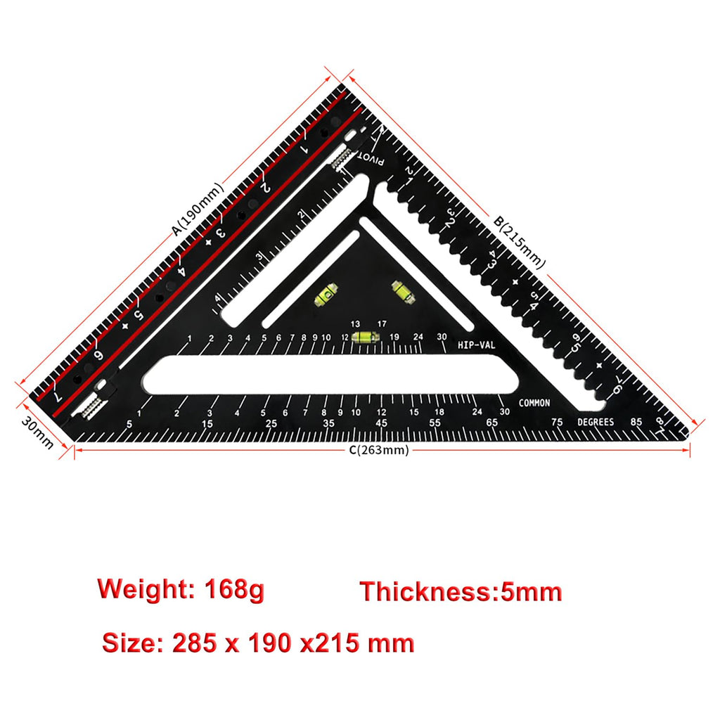 Foldable Carpenter Square 7 inch Angle T-Ruler Multi-Purpose Carpenter Tools, Rafter Square, Protractor, Ruler