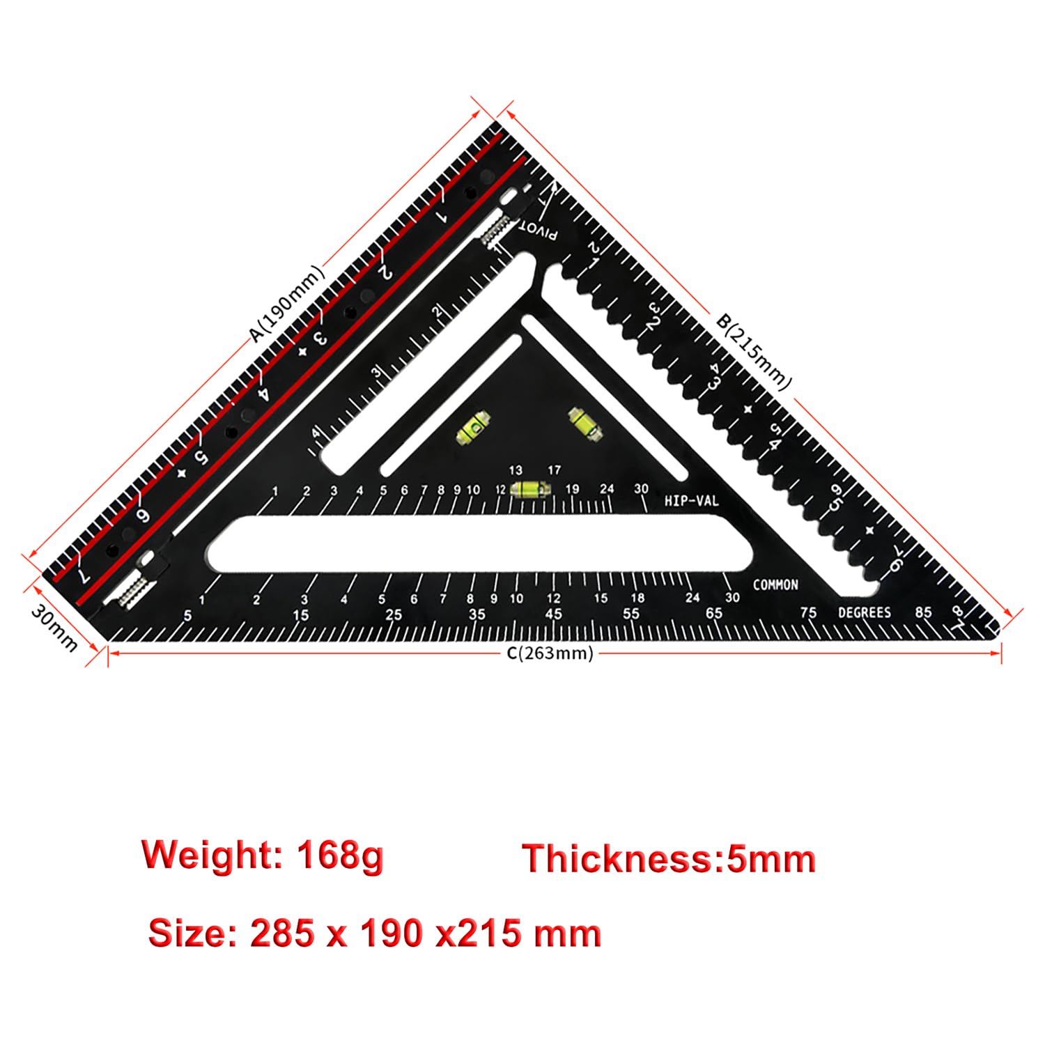 Foldable Carpenter Square 7 inch Angle T-Ruler Multi-Purpose Carpenter Tools, Rafter Square, Protractor, Ruler