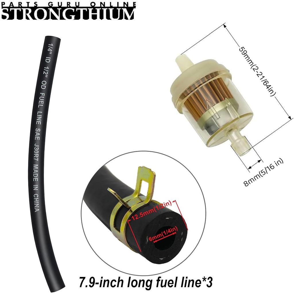 Strongthium 808656 Fuel Pump with 1/4“ Fuel Filter & Fuel Line Hose Kit