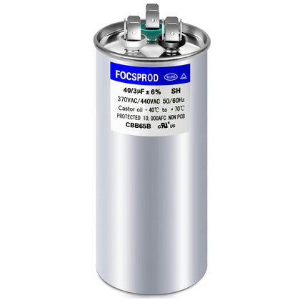 [UL Recognized] 40+3 uF 40/3 MFD ±6% 370V/440V CBB65B AC Capacitor, Dual Run Round Capacitor Replacement, 40 3 uF 440