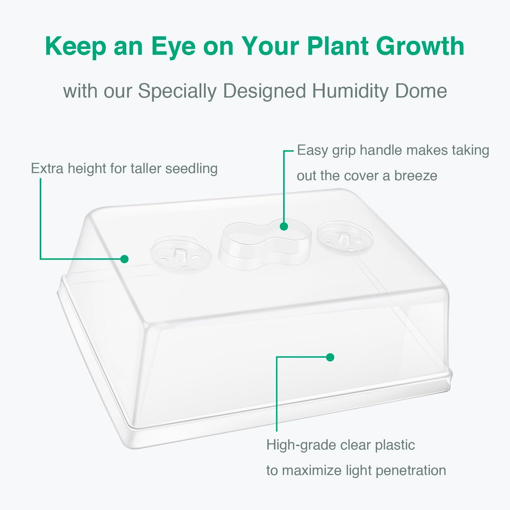 Thick Plastic 5-Set Strong Seed Starter Trays with 5" Humidity Domes