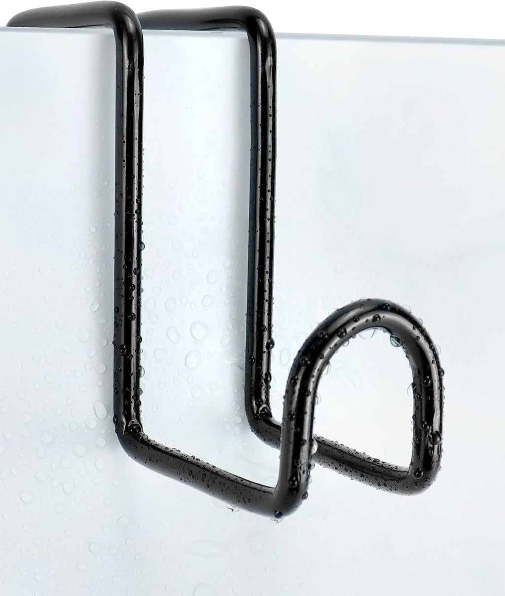 4 Inch Tack Hook Set - 4 Pack Heavy Duty Black Horse Halter Rack, Over Rail Bridle Hooks Anti-Rust Coated Metal Hooks