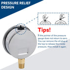 SENCTRL 0-1000 Psi Liquid Filled Pressure Gauge, 1/4" NPT Lower Mount