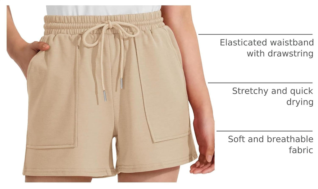 Girls Casual Cargo Shorts Athletic Running Shorts with Pockets 5-14Y