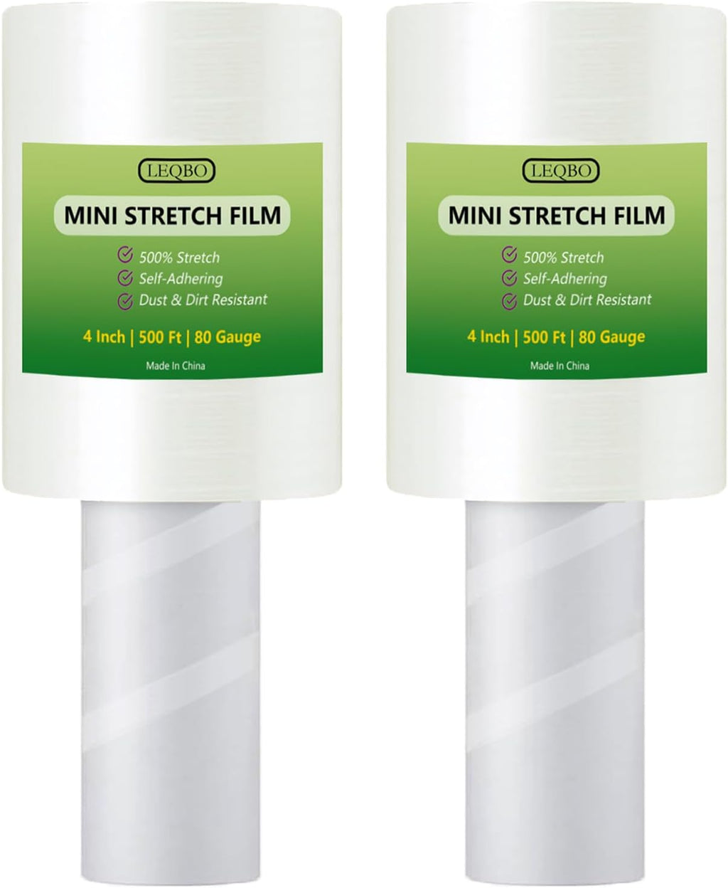 Clear Stretch Wrap Film,4" x1000Ft Pallet Wrap Roll with Handle for Moving Supplies,80 Gauge Industrial Strength