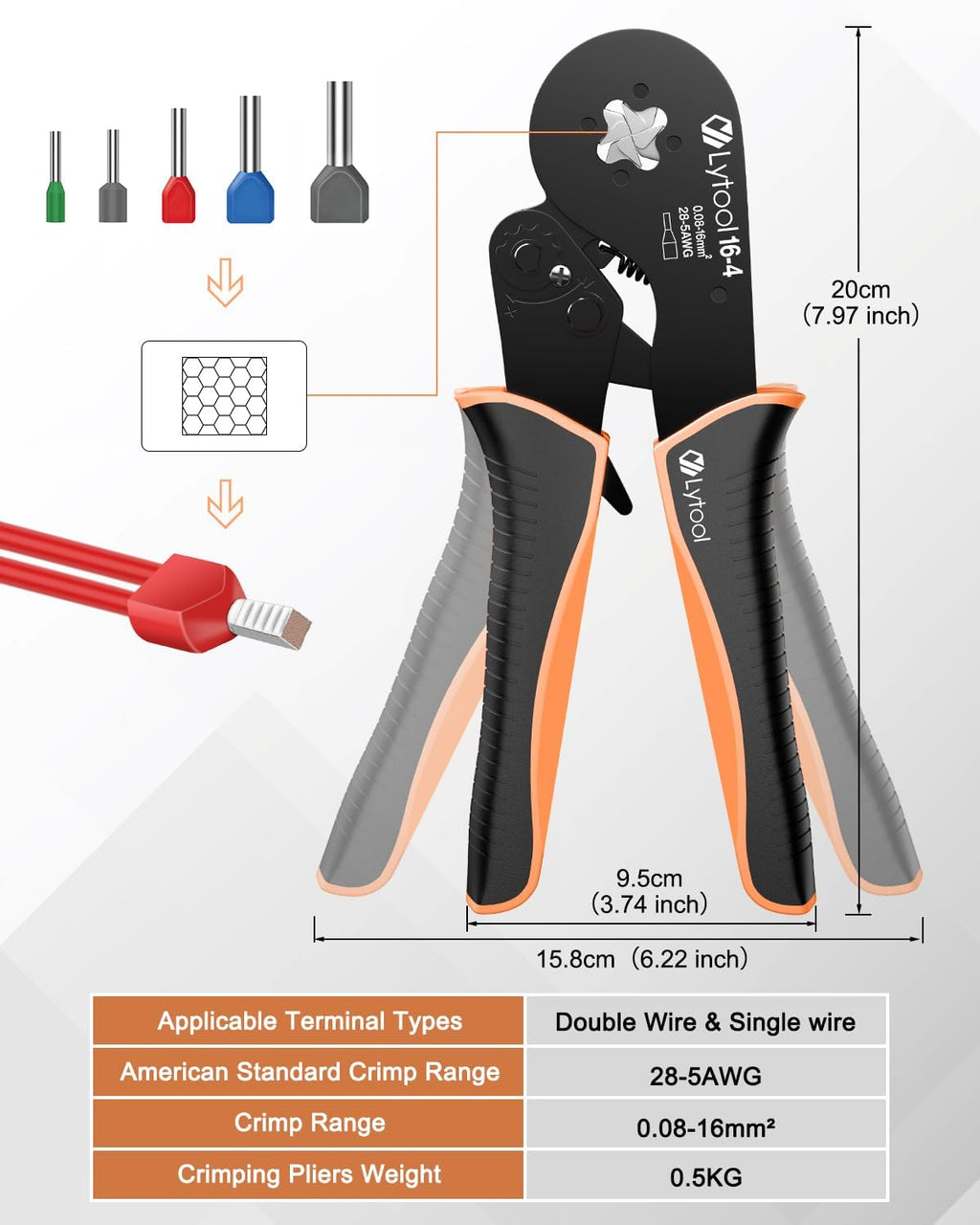 Lytool Wire Ferrule Crimping Tool Kit(AWG 28-5) with 1200PCS Wire Ferrule