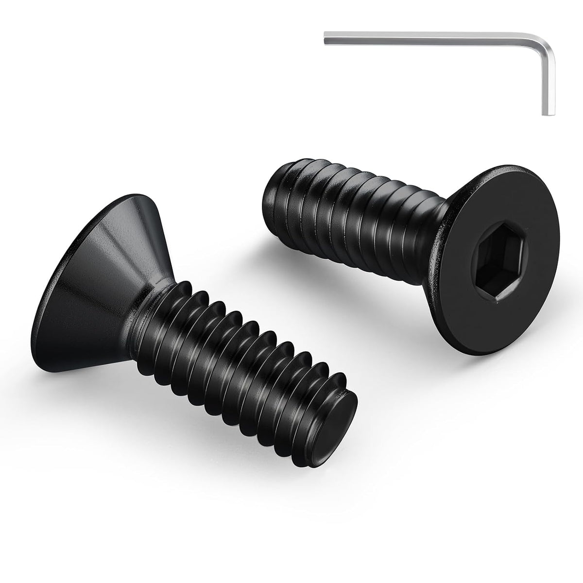 5/16-18 Bolt, 5/16-18 x 3/4 Inch Flat Socket Head Screws 15Pcs, 304 Stainless Steel 18-8 Countersunk Bolts, Black Zinc Finish, Full Thread, with Hex Spanner