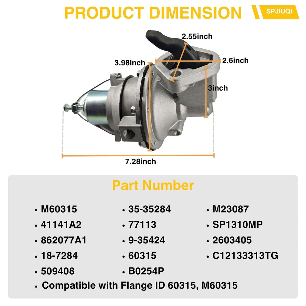 SPJIUQI 862077A1 Marine Fuel Pump for Mercruiser 4.3L 231 262 327 1979-1991