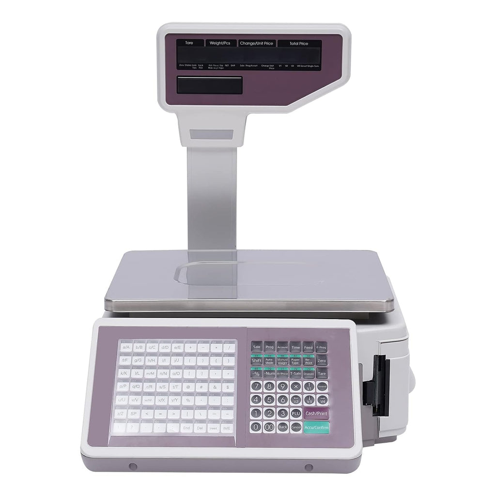 Price Computing Scale with Thermal Label Printer Up to 66lb Weighing Range Pole Display Scale for Supermarket (with