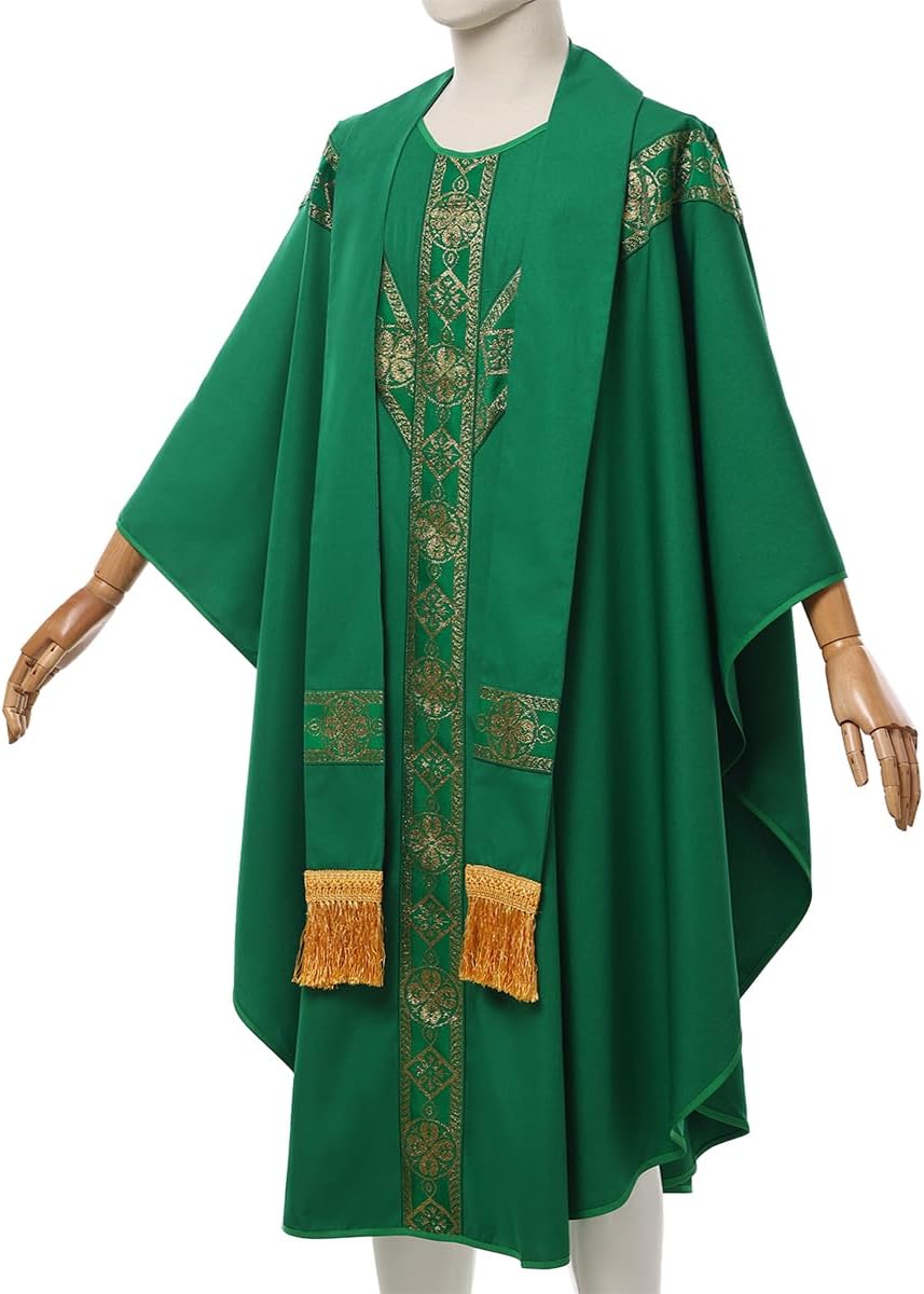 Catholic Priest Chasuble Church Mass Vestment Robe with Stole