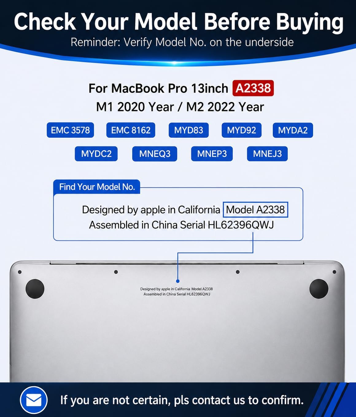 A2338 Screen Replacement 13.3" for MacBook Pro 2020(M1) 2022(M2) LCD-Silver
