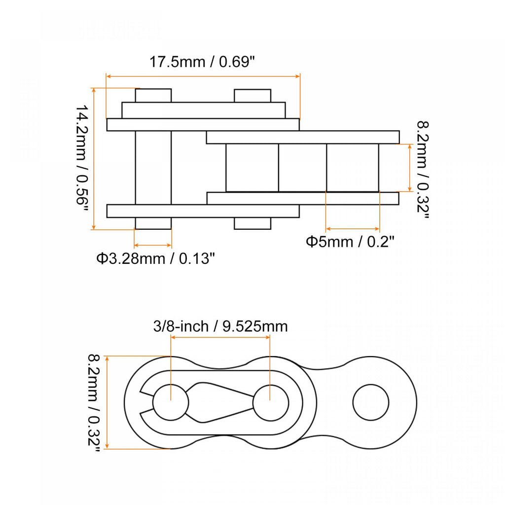 uxcell 8Pcs Chain Master Connector Link Roller, 3/8" Pitch Carbon Steel, Standard Connecting Split Links for 06B Chain