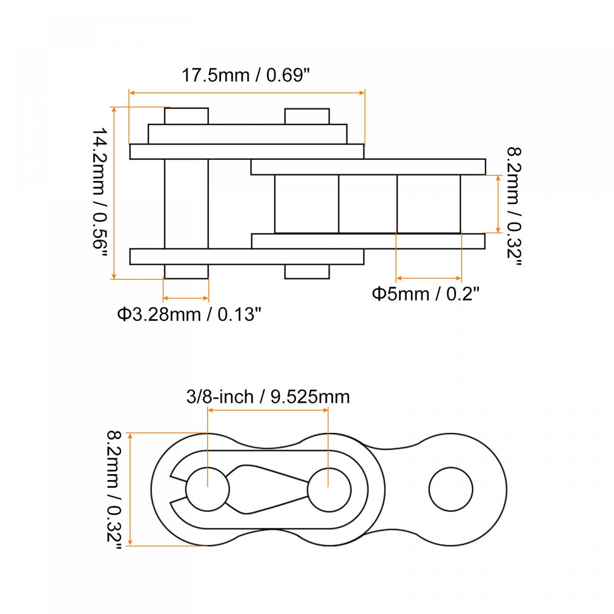 uxcell 8Pcs Chain Master Connector Link Roller, 3/8" Pitch Carbon Steel, Standard Connecting Split Links for 06B Chain