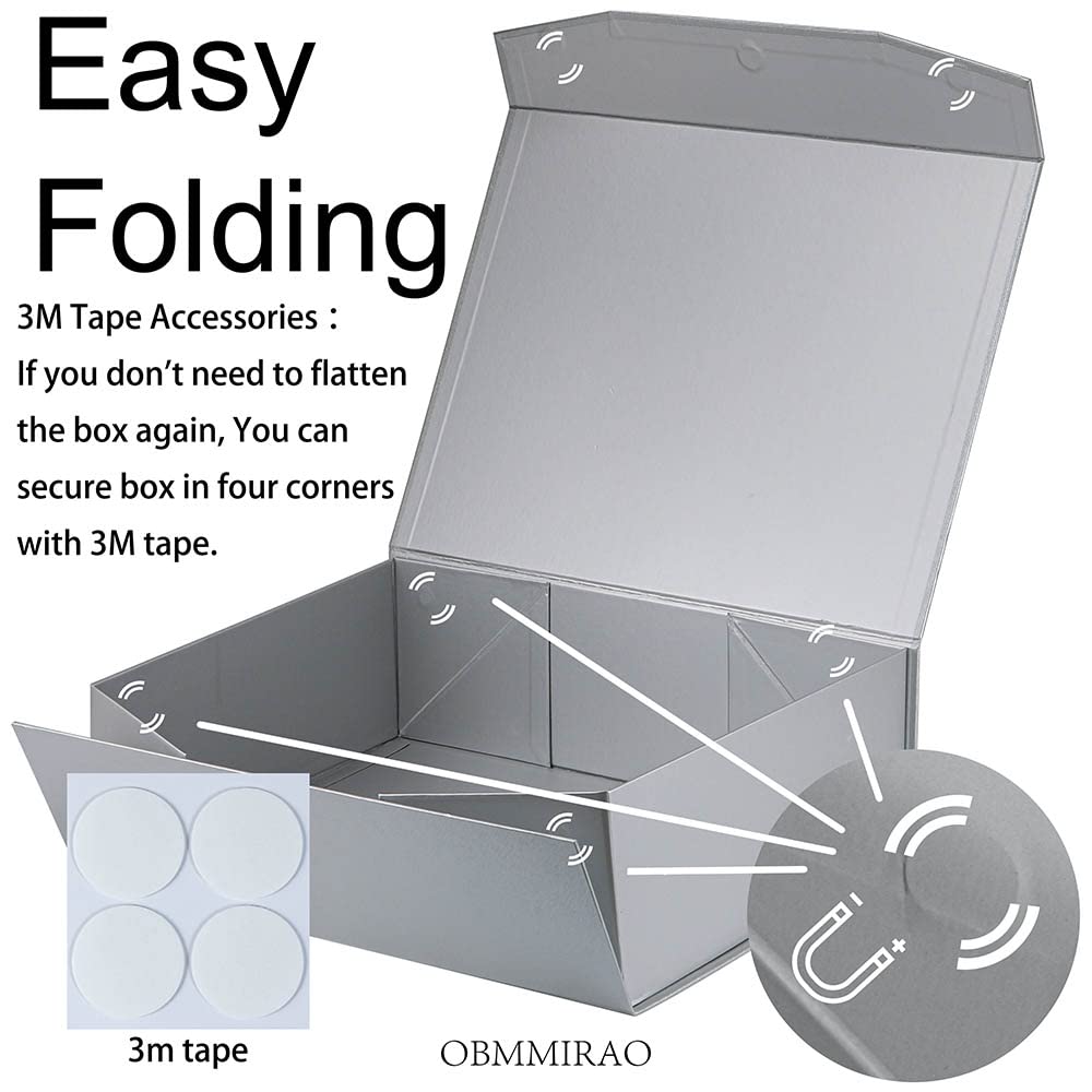 Silver Magnetic Extra Large Gift Box with Lid,16.5x13x5 Inch, 5Pcs