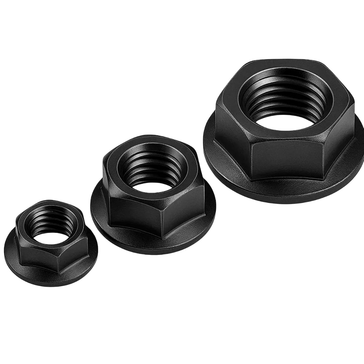 M6 x 1.0 Black Zinc Finish Durable Flange Nuts 25 Pack